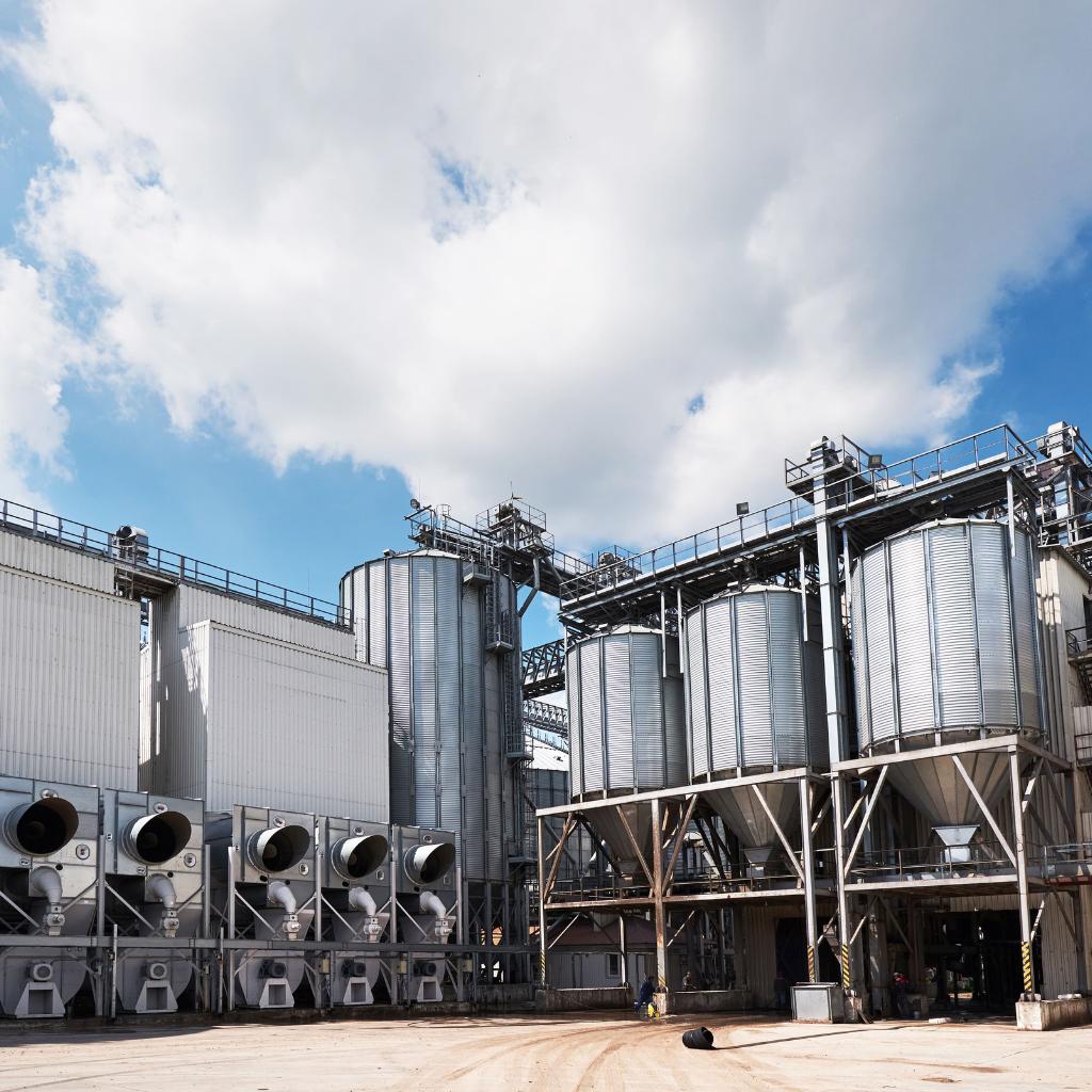 modern agricultural farm with smart farming equipment and crop monitoring systems